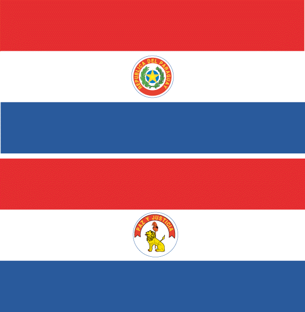 Флаг Парагвая (вверху – лицевая сторона, внизу – обратная).
